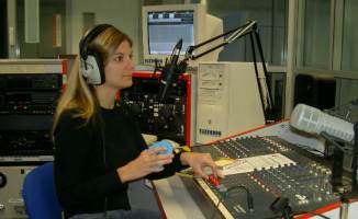 Broadcasting in a radio studio