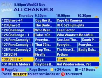 Sky's Programme Guide