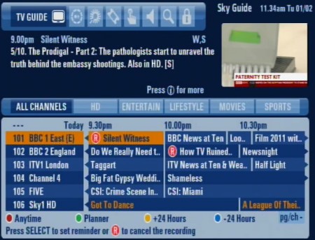 Sky's EPG