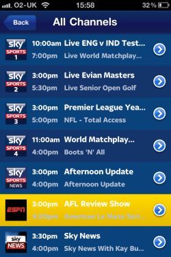 Sky Go on iPhone