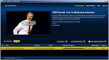 Downloading content with Sky Go