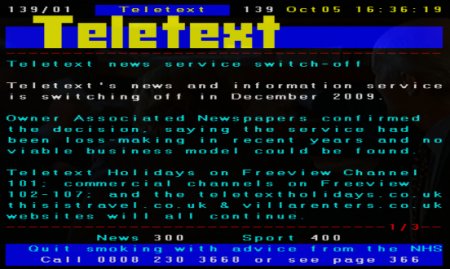 Teletext to close screen grab